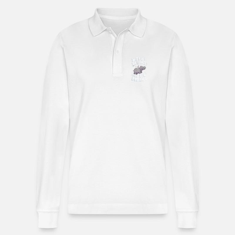 Hippo Dreams Are Big Dreams - Stanley/Stella Unisex Bio-Langarm-Poloshirt Prepster - Weiß