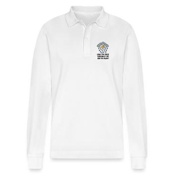 HAVE YOU TRIED TURNING IT OFF AND ON AGAIN? - Stanley/Stella Organic Unisex Long-Sleeved Polo Shirt Prepster - white - Front - Anna (173cm) & Nico (186cm)