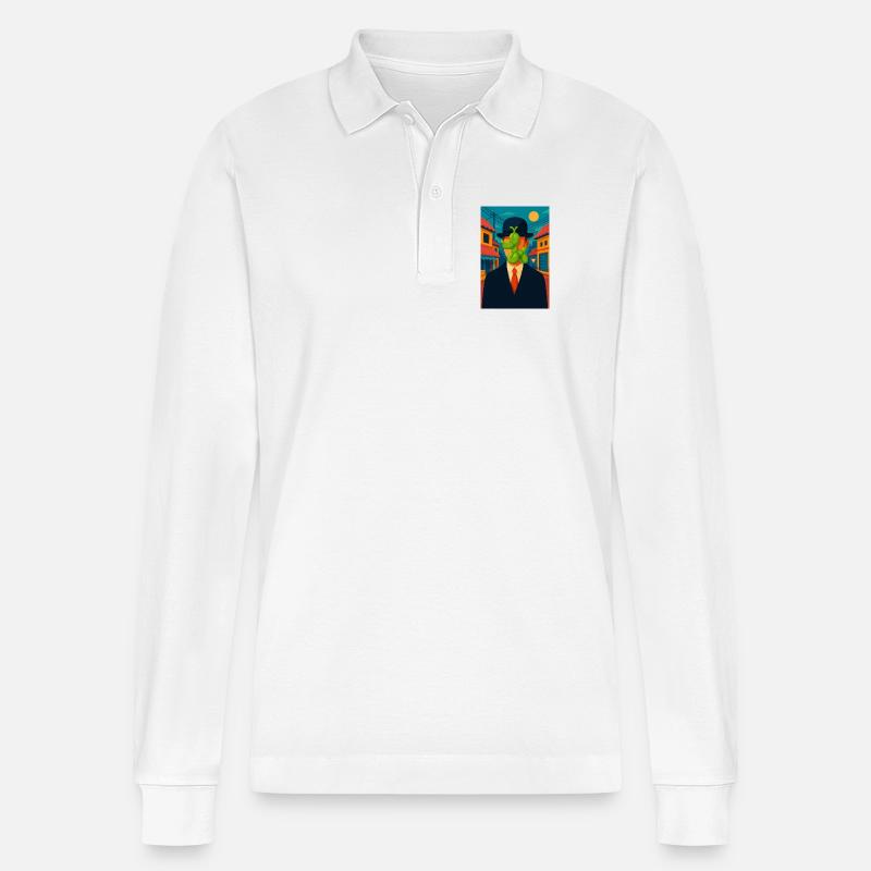 Mann (mit einem geschwollenen Hund) - Stanley/Stella Unisex Bio-Langarm-Poloshirt Prepster - Weiß