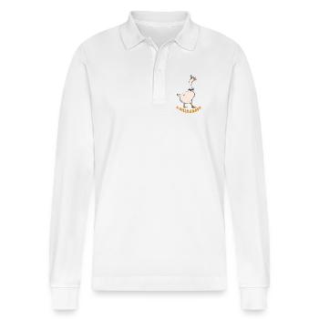 THE SILLY GOOSE - Stanley/Stella Organic Unisex Long-Sleeved Polo Shirt Prepster - white - Front - Anna (173cm) & Nico (186cm)