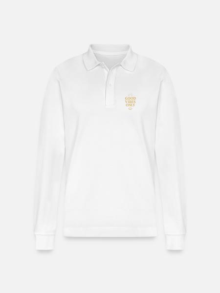 Zen Energy Positive Vibes - Stanley/Stella Organic Unisex Long-Sleeved Polo Shirt Prepster - white