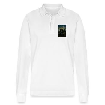 Motivierendes ukrainisches Kampfschatten-Design - Stanley/Stella Unisex Bio-Langarm-Poloshirt Prepster - Weiß - Vorne - Anna (173cm) & Nico (186cm)