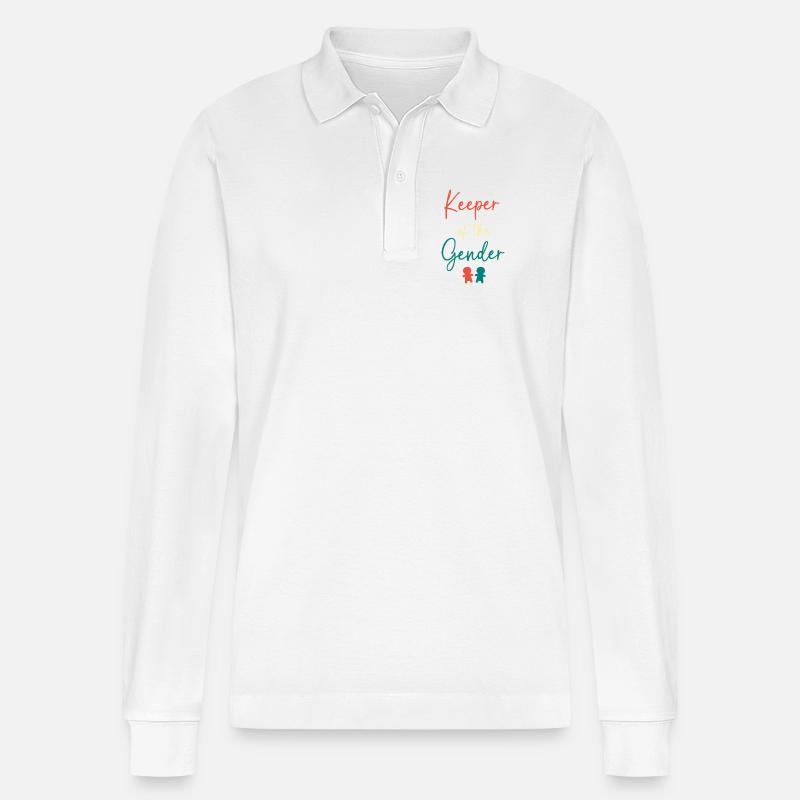 Werdende Mutter Weihnachten Gender Reveal - Stanley/Stella Unisex Bio-Langarm-Poloshirt Prepster - Weiß