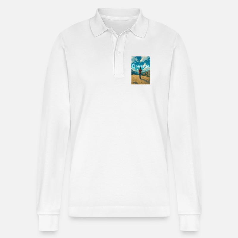Träumer in den Bergen - Stanley/Stella Unisex Bio-Langarm-Poloshirt Prepster - Weiß