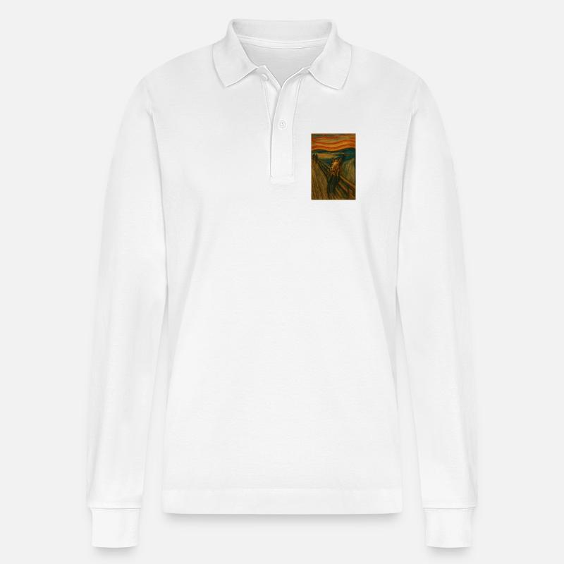 Pferd im Scream Stil Brücke - Stanley/Stella Unisex Bio-Langarm-Poloshirt Prepster - Weiß