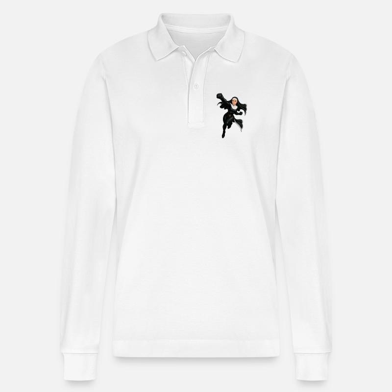 Nonne Valiant Protectrice de Minuit - Polo à manches longues bio PREPSTER Stanley/Stella Unisexe - blanc