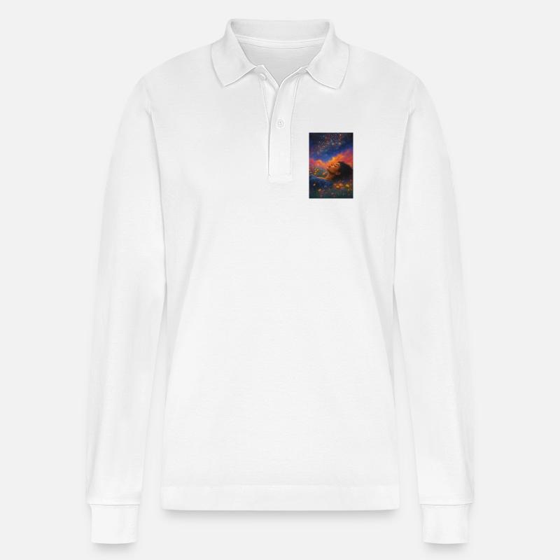 Mondstern im Blütenfeld - Stanley/Stella Unisex Bio-Langarm-Poloshirt Prepster - Weiß