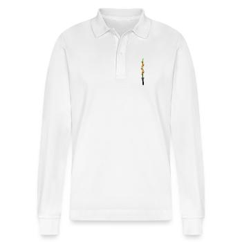 Flame Blade Katana - Stanley/Stella Organic Unisex Long-Sleeved Polo Shirt Prepster - white - Front - Anna (173cm) & Nico (186cm)