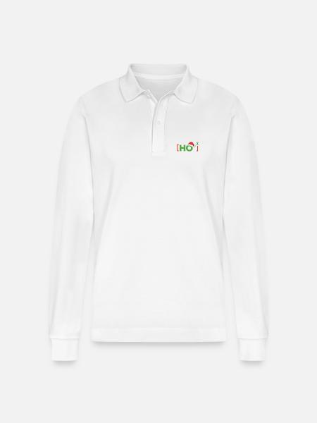 (Ho)³ Ho ho ho God jul - Stanley/Stella Prepster økologisk unisex-poloskjorte med lange ermer - hvit