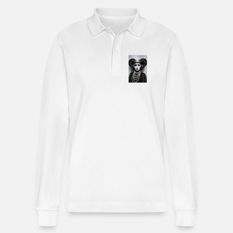 Gothic Pierrot Königin - Stanley/Stella Unisex Bio-Langarm-Poloshirt Prepster - Weiß