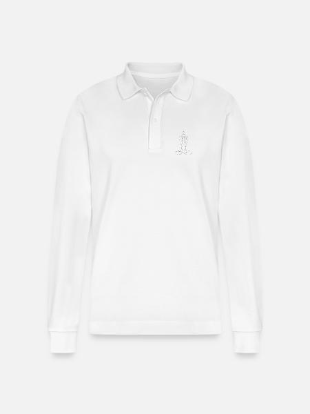 Zen-Silhouette der Yoga-Pose - Stanley/Stella Unisex Bio-Langarm-Poloshirt Prepster - Weiß