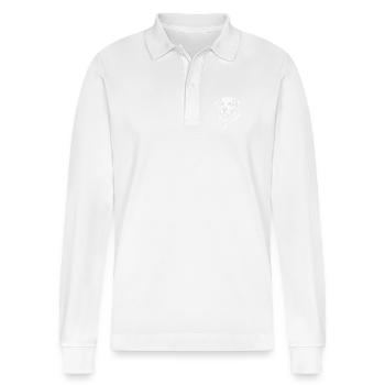 Labrador head in vector tattoo style - Stanley/Stella Organic Unisex Long-Sleeved Polo Shirt Prepster - white - Front - Anna (173cm) & Nico (186cm)
