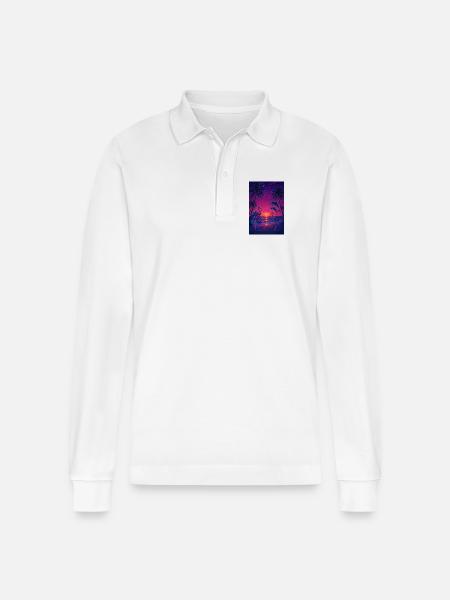RockyZoo23 - Stanley/Stella Organic Unisex Long-Sleeved Polo Shirt Prepster - white