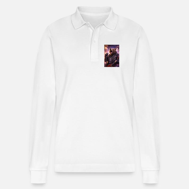 RockyZoo40 - Stanley/Stella Unisex Bio-Langarm-Poloshirt Prepster - Weiß