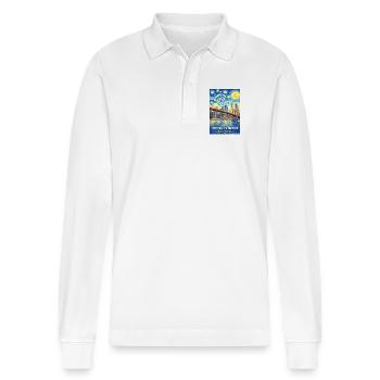 Brooklyn Bridge NY Star-Style - Stanley/Stella Organic Unisex Long-Sleeved Polo Shirt Prepster - white - Front - Anna (173cm) & Nico (186cm)