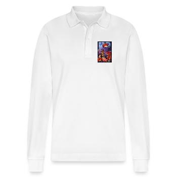 Japan Artistic Illustration – Mount Fuji Sun - Stanley/Stella Organic Unisex Long-Sleeved Polo Shirt Prepster - white - Front - Anna (173cm) & Nico (186cm)