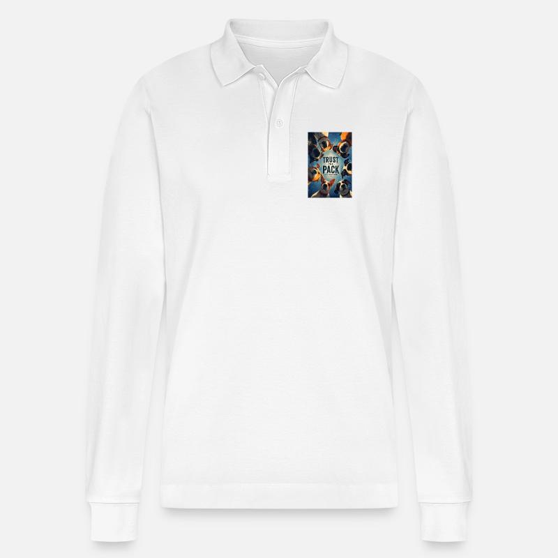 Vertraue dem Rudel. - Stanley/Stella Unisex Bio-Langarm-Poloshirt Prepster - Weiß