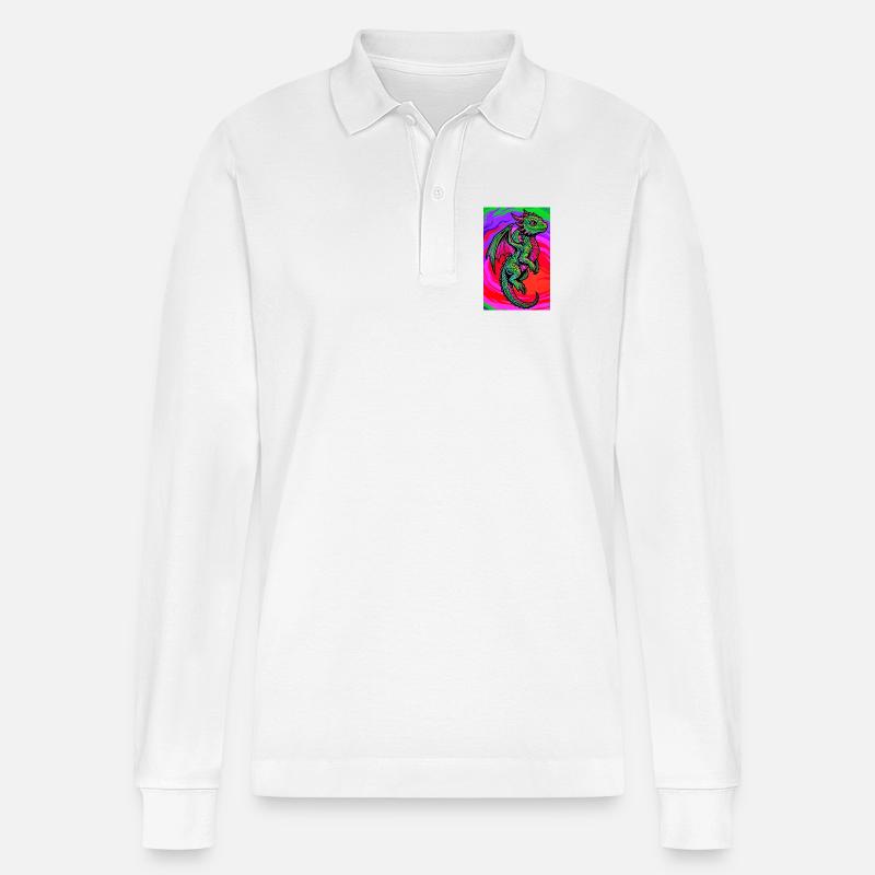 Drache - Stanley/Stella Unisex Bio-Langarm-Poloshirt Prepster - Weiß