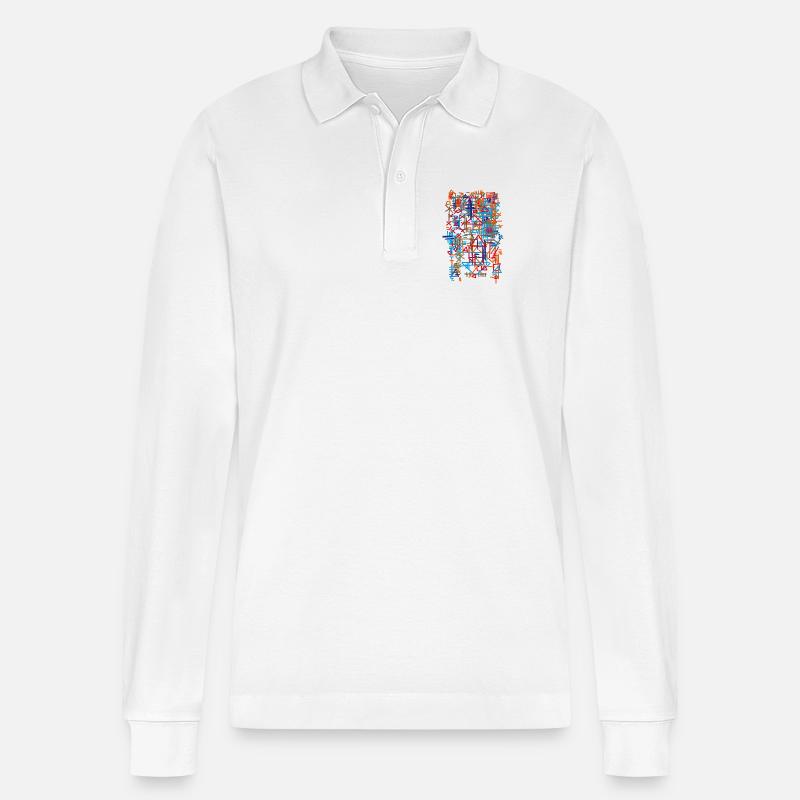 Teppich Abstrakt / Muster - Bauhaus - Stanley/Stella Unisex Bio-Langarm-Poloshirt Prepster - Weiß