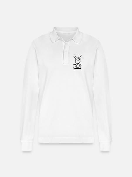 camera - Stanley/Stella Organic Unisex Long-Sleeved Polo Shirt Prepster - white