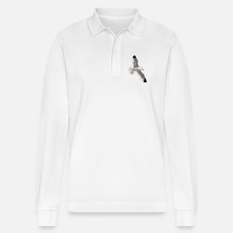 fliegende möwe vogel urlaub - Stanley/Stella Unisex Bio-Langarm-Poloshirt Prepster - Weiß