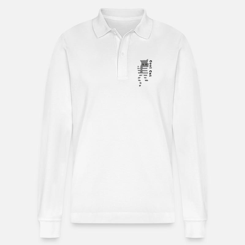 Coole Katze - Stanley/Stella Unisex Bio-Langarm-Poloshirt Prepster - Weiß