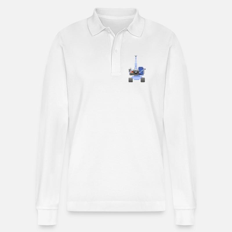 Blauer Bagger - Stanley/Stella Unisex Bio-Langarm-Poloshirt Prepster - Weiß