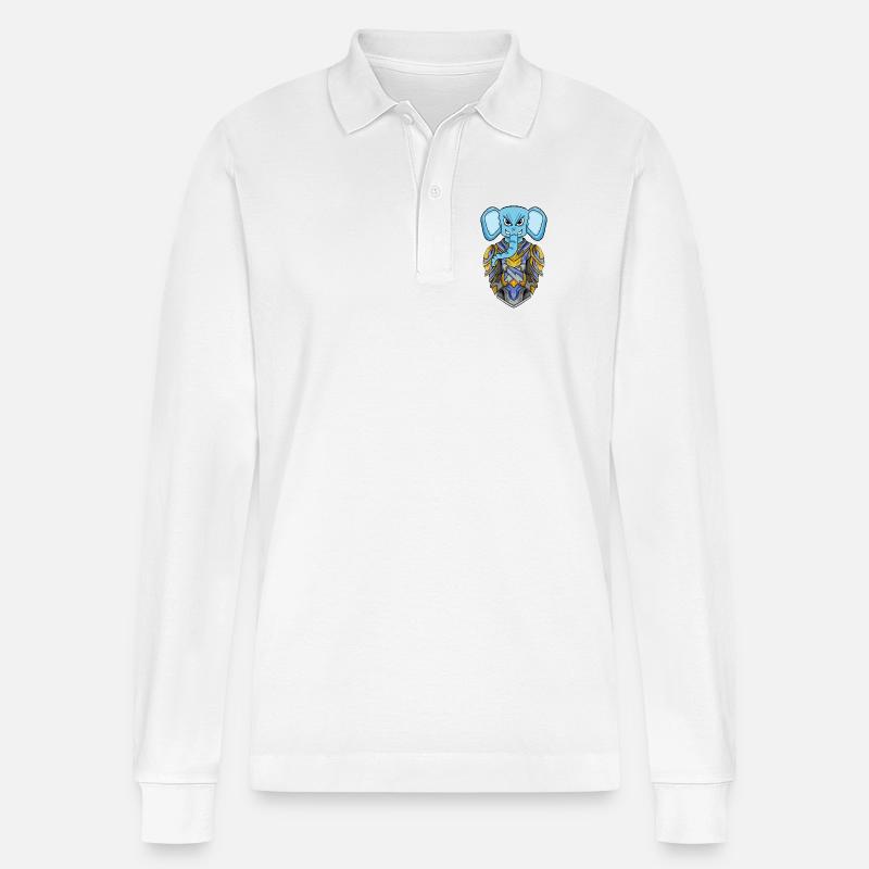 Chevalier éléphant cool - Polo à manches longues bio PREPSTER Stanley/Stella Unisexe - blanc