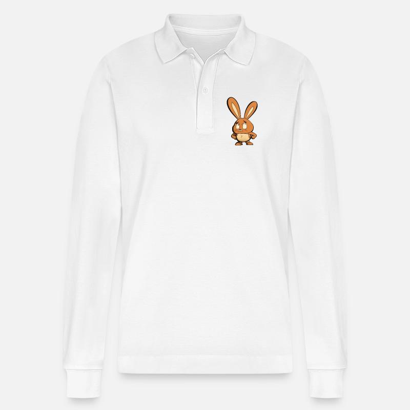 wütendes Häschen - Stanley/Stella Unisex Bio-Langarm-Poloshirt Prepster - Weiß