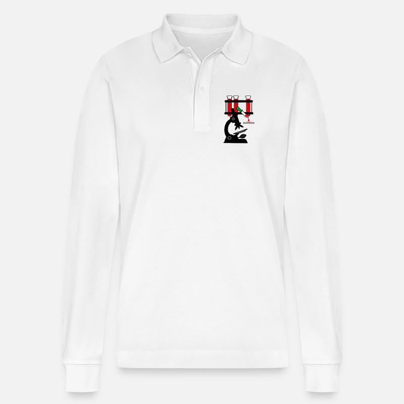 Blutspende microschoop - Stanley/Stella Unisex Bio-Langarm-Poloshirt Prepster - Weiß