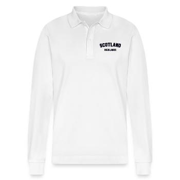 SCOTLAND HIGHLANDS Schottland - Stanley/Stella Unisex Bio-Langarm-Poloshirt Prepster - Weiß - Vorne - Anna (173cm) & Nico (186cm)