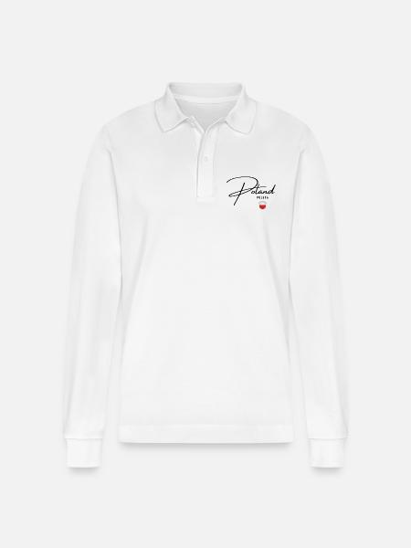 Flagge Polens, Polnischer Stolz - Stanley/Stella Unisex Bio-Langarm-Poloshirt Prepster - Weiß