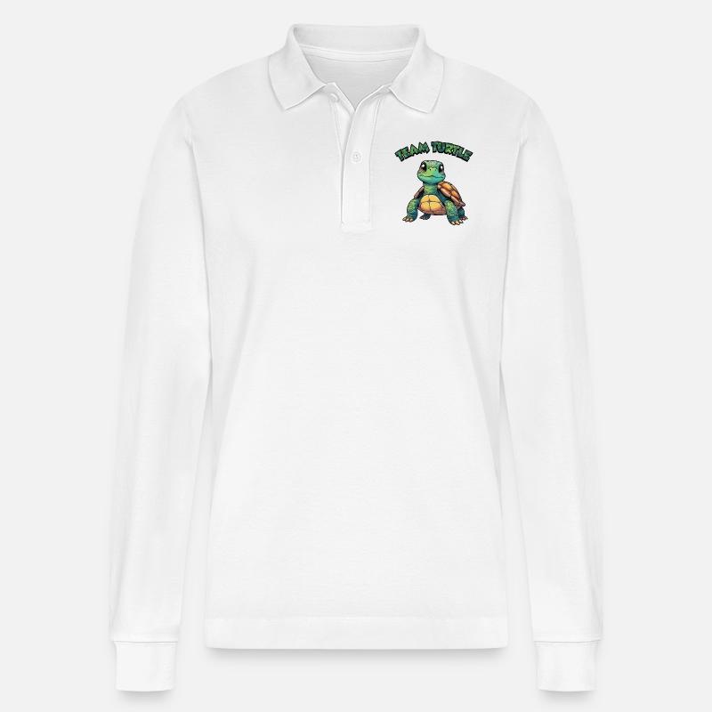 Team Schildkröte - Stanley/Stella Unisex Bio-Langarm-Poloshirt Prepster - Weiß