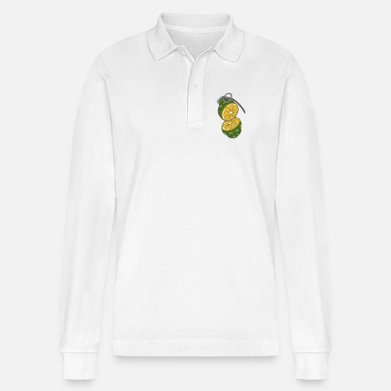 Die Granate ist eine Orange. - Stanley/Stella Unisex Bio-Langarm-Poloshirt Prepster - Weiß