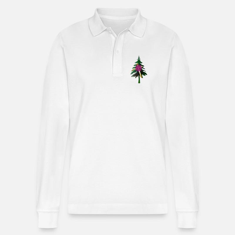 Christbaum oder Weihnachtsbaum & Geschenkschleife - Stanley/Stella Unisex Bio-Langarm-Poloshirt Prepster - Weiß