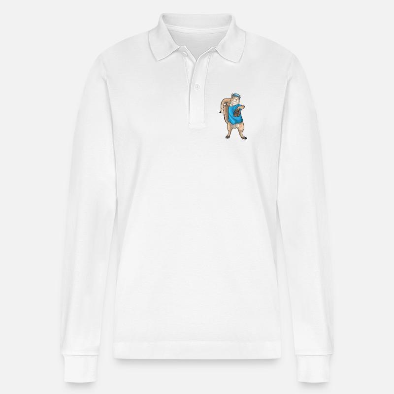 Eichhörnchen Baseball Baseballhandschuh - Stanley/Stella Unisex Bio-Langarm-Poloshirt Prepster - Weiß