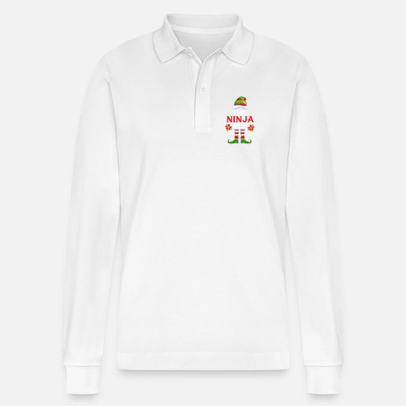 Elfe Elf Weihnachtsgeschenk Ninja - Stanley/Stella Unisex Bio-Langarm-Poloshirt Prepster - Weiß
