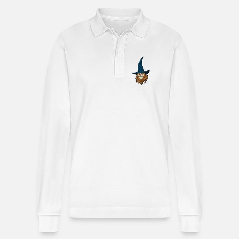 Vogelscheuche Hexe - Stanley/Stella Unisex Bio-Langarm-Poloshirt Prepster - Weiß