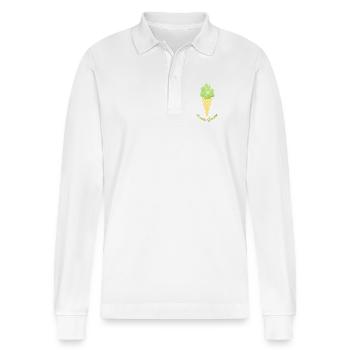 Eis Gemüse Veganer Eiscreme Sommer coole Sprüche - Stanley/Stella Unisex Bio-Langarm-Poloshirt Prepster - Weiß - Vorne - Anna (173cm) & Nico (186cm)