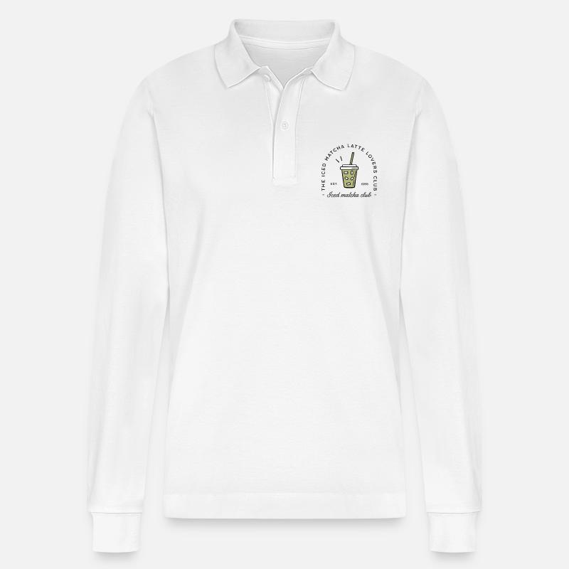 Iced matcha latte lovers - Stanley/Stella Organic Unisex Long-Sleeved Polo Shirt Prepster - white