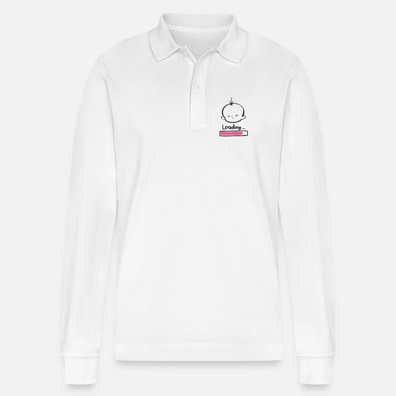 Baby Loading minimal Design - Stanley/Stella Unisex Bio-Langarm-Poloshirt Prepster - Weiß