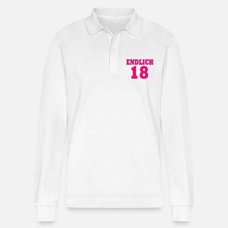 Endlich 18 - Stanley/Stella Unisex Bio-Langarm-Poloshirt Prepster - Weiß