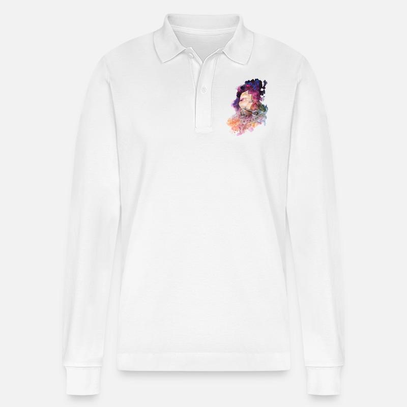 Space Ship - Stanley/Stella Unisex Bio-Langarm-Poloshirt Prepster - Weiß