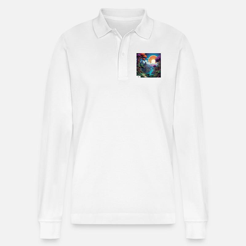 Comic-Welt Traumlandschaft - Stanley/Stella Unisex Bio-Langarm-Poloshirt Prepster - Weiß