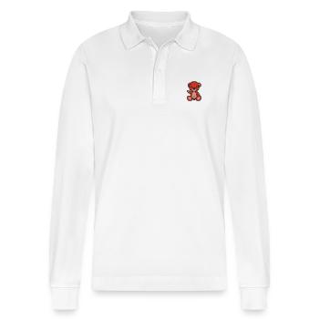 Pixelbär Pfeffer - Stanley/Stella Unisex Bio-Langarm-Poloshirt Prepster - Weiß - Vorne - Anna (173cm) & Nico (186cm)