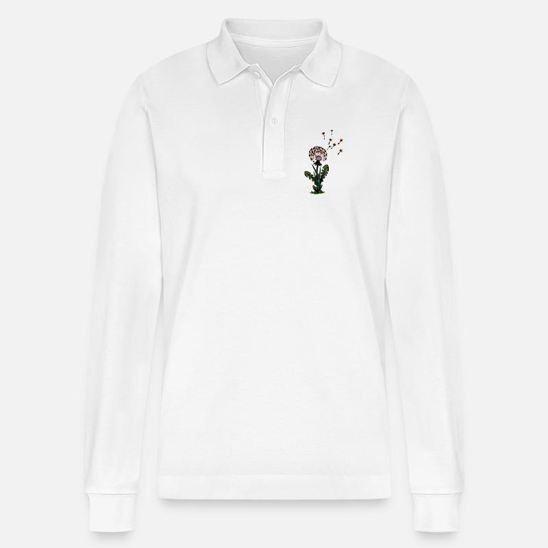 Löwenzahn Träumerische Blüten - Stanley/Stella Unisex Bio-Langarm-Poloshirt Prepster - Weiß