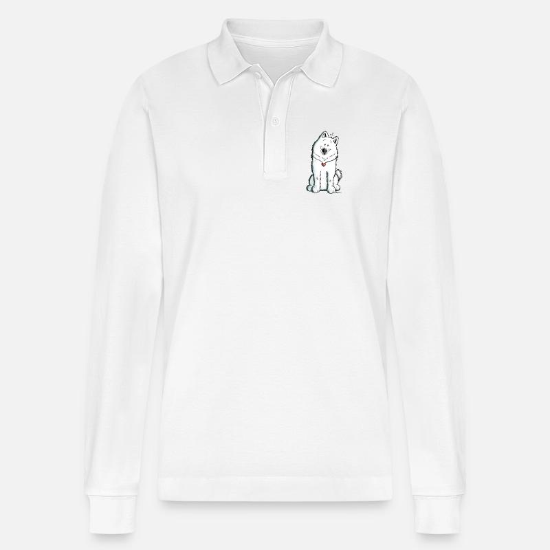 Samojede mit Herz - Stanley/Stella Unisex Bio-Langarm-Poloshirt Prepster - Weiß
