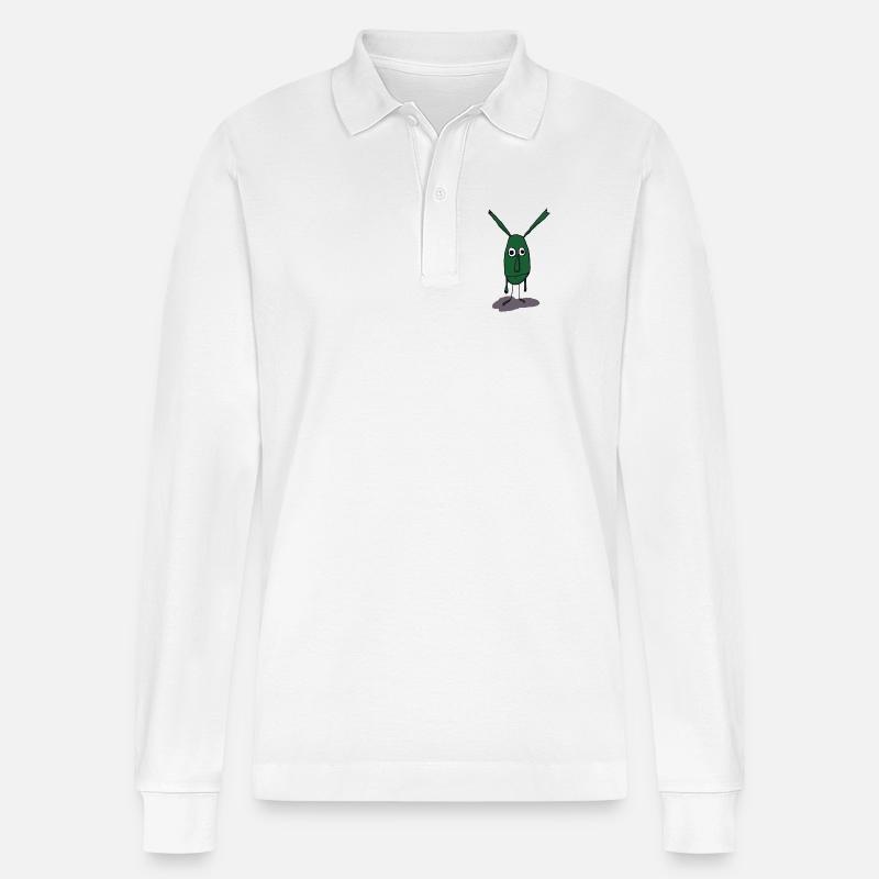 Illustration de monstre vert sur impression - Polo à manches longues bio PREPSTER Stanley/Stella Unisexe - blanc