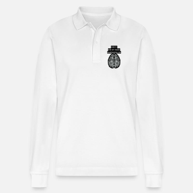 Hier!! Dir Ist Etwas Runtergefallen - Stanley/Stella Unisex Bio-Langarm-Poloshirt Prepster - Weiß