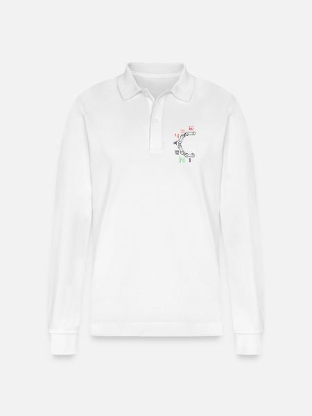 Basketball Faith Emblem Philippians 4:13 - Stanley/Stella Organic Unisex Long-Sleeved Polo Shirt Prepster - white